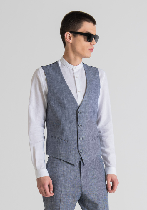 SLIM-FIT VEST IN A LINEN BLEND WITH A BUCKLE DETAIL - All FW19 - no timeless | Antony Morato Online Shop