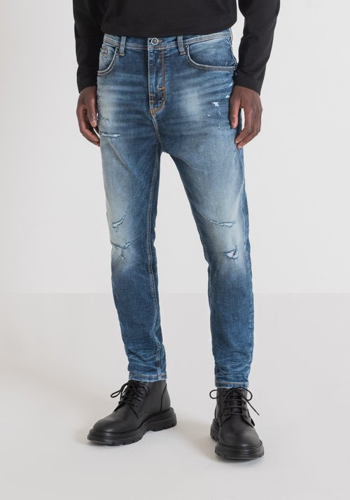 "KARL" CROPPED SKINNY FIT JEANS IN STRETCH DENIM WITH MEDIUM WASH - Jeans | Antony Morato Online Shop