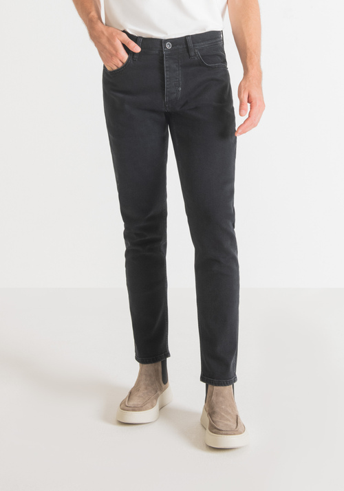 "LAURENT" SLIM-FIT JEANS IN BLACK STRETCH DENIM - Men's Slim Fit Jeans | Antony Morato Online Shop