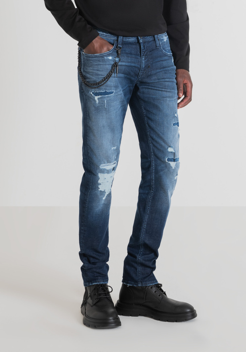 "IGGY" TAPERED-FIT JEANS IN MEDIUM-WASH STRETCH DENIM - Jeans | Antony Morato Online Shop