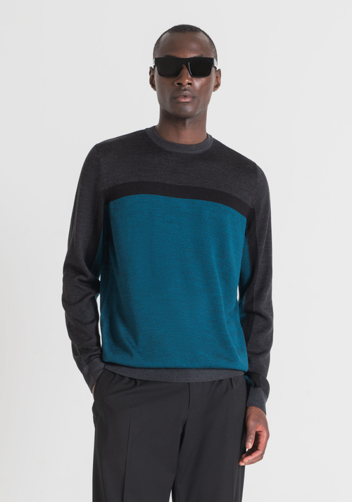 REGULAR-FIT SWEATER IN WOOL BLEND WITH STRIPED PATTERN - Preview FW22 | Antony Morato Online Shop