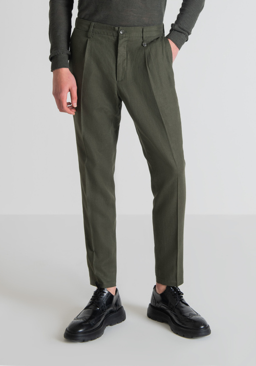 “GUSTAF” CARROT-FIT TROUSERS IN TENCEL BLEND - Men's Trousers | Antony Morato Online Shop