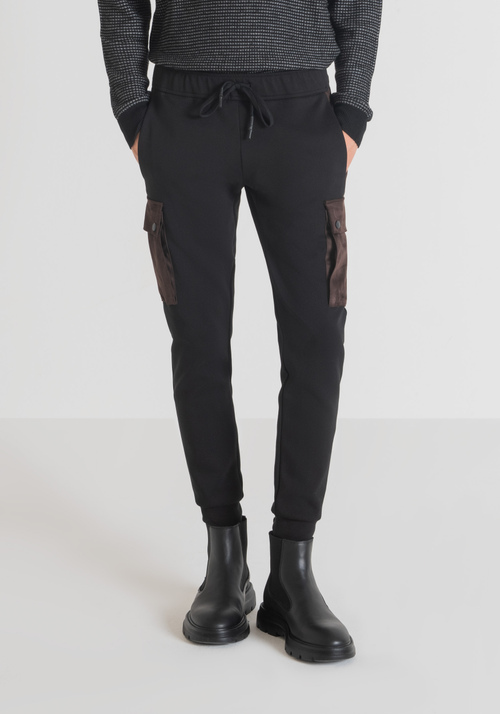 REGULAR-FIT COTTON TROUSERS WITH SUEDE-EFFECT DETAILS - Clothing | Antony Morato Online Shop