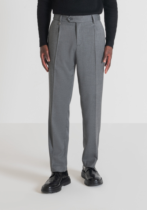 "ROGER" REGULAR-FIT TROUSERS IN WARM TWILL WITH CENTRAL CREASE - Clothing | Antony Morato Online Shop