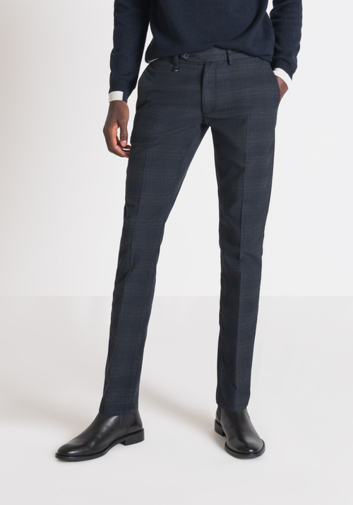 SKINNY-FIT "BRYAN" TROUSERS IN A STRETCHY FABRIC WITH A CHECK PATTERN - Trousers | Antony Morato Online Shop
