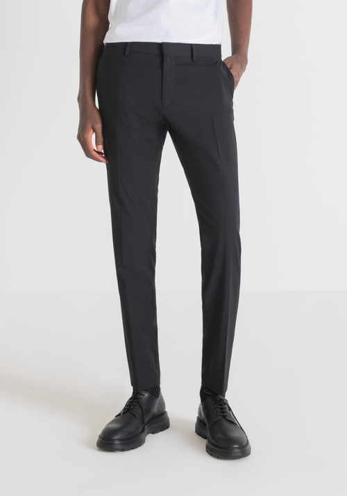SLIM-FIT “BONNIE” TROUSRS IN A SOFT-TOUCH FABRIC - Dad in Black | Antony Morato Online Shop