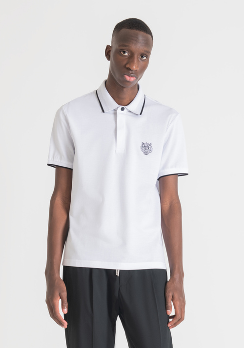 SLIM-FIT PIQUET POLO SHIRT WITH TIGER PRINT - Clothing | Antony Morato Online Shop