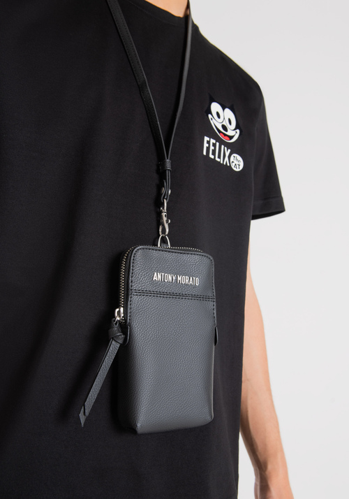 FAUX LEATHER PHONE POUCH WITH METAL LOGO - Men's Handbags | Antony Morato Online Shop