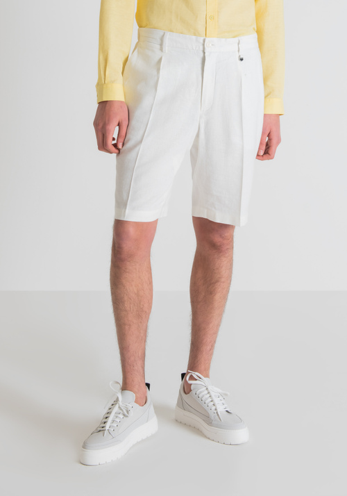 “GUSTAF” CARROT-FIT SHORTS IN LINEN BLEND - Men's Shorts | Antony Morato Online Shop