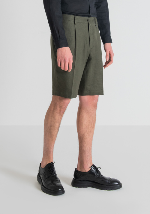 “GUSTAF” CARROT-FIT SHORTS IN LINEN BLEND - Men's Shorts | Antony Morato Online Shop