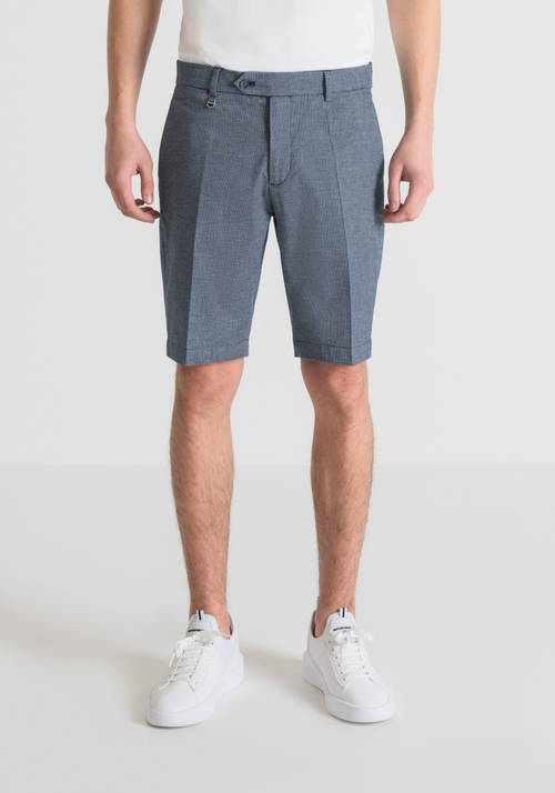“BRYAN” SKINNY-FIT SHORTS IN STRETCH COTTON WITH MICRO-PATTERN - Men's Shorts | Antony Morato Online Shop
