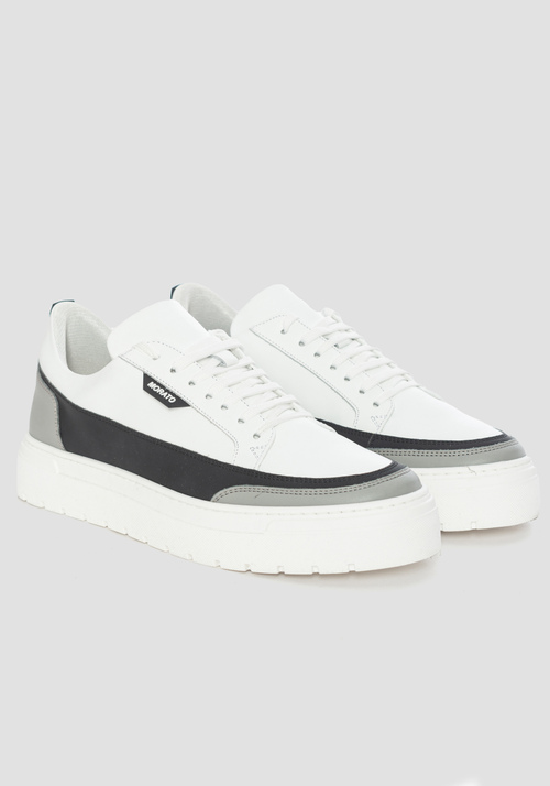 “FLINT” SNEAKERS IN LEATHER AND RUBBERISED FABRIC - Logo Mania | Antony Morato Online Shop