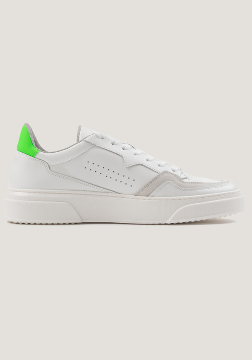“RUSTLE” SNEAKER IN LEATHER WITH A NEON ACCENT - Shoes | Antony Morato Online Shop