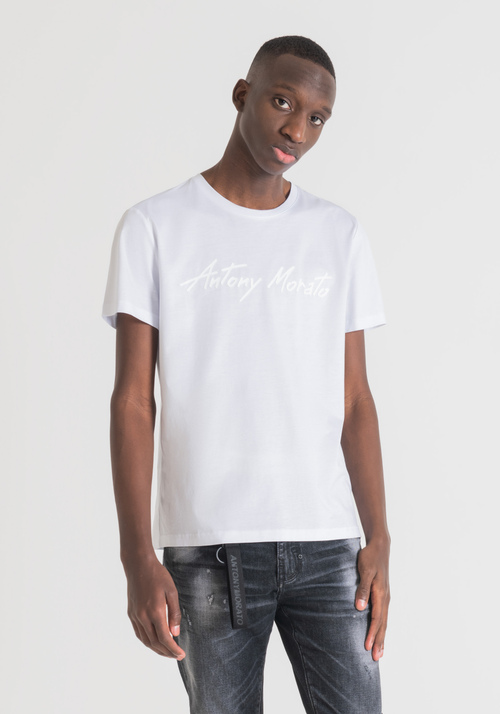 T-SHIRT EN COTON DOUX AVEC LOGO EFFET CAOUTCHOUTÉ - T-shirts et polos | Antony Morato Online Shop