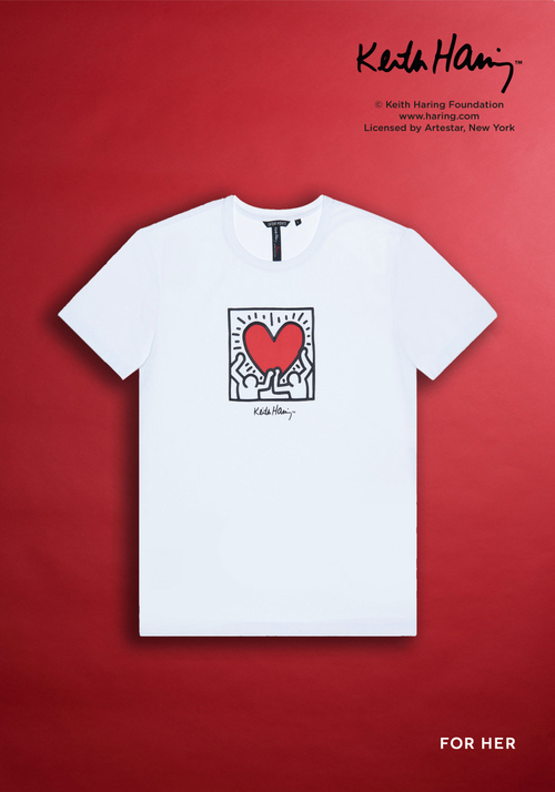 PURE COTTON T-SHIRT WITH KEITH HARING PRINT - Keith Haring "Lovers" | Antony Morato Online Shop
