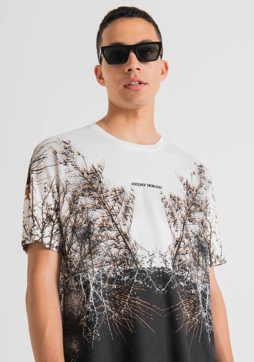 T-SHIRT REGULAR FIT EN PUR COTON AVEC IMPRIMÉ FORÊT - T-shirts & Polo | Antony Morato Online Shop