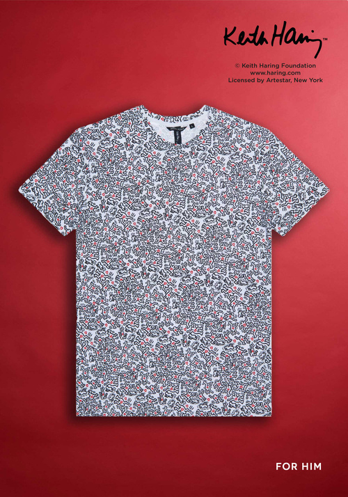 SLIM-FIT T-SHIRT WITH KEITH HARING PRINT - Keith Haring "Lovers" | Antony Morato Online Shop