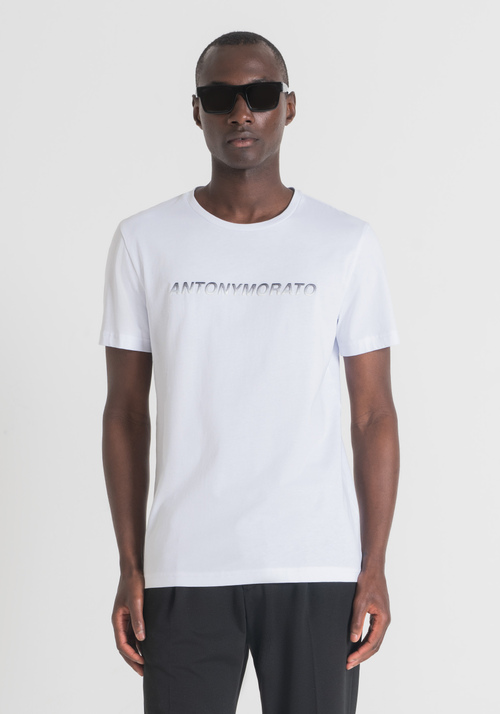 SLIM-FIT T-SHIRT IN 100% COTTON WITH EMBOSSED LOGO PRINT - Clothing | Antony Morato Online Shop
