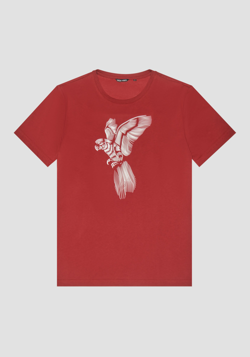 T-SHIRT SLIM FIT AUS 100 % BAUMWOLLE MIT PAPAGEI-PRINT - T-Shirts & Poloshirts | Antony Morato Online Shop