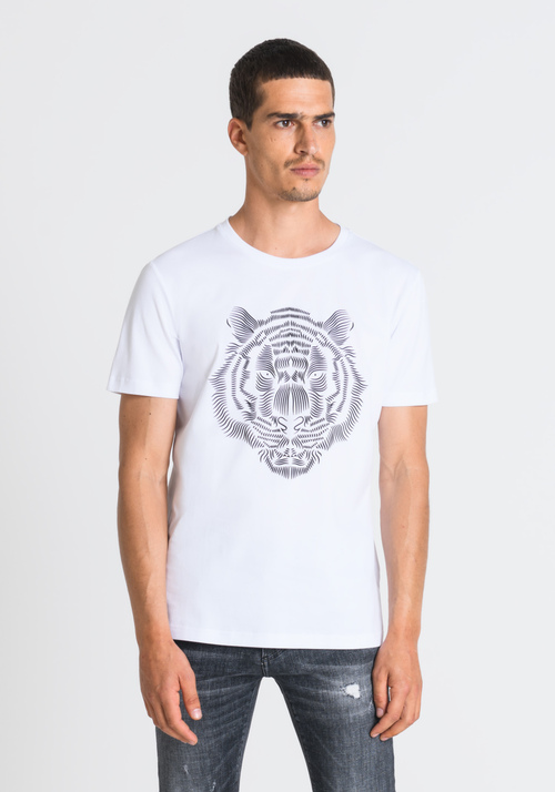 T-SHIRT COUPE AJUSTÉE 100 % COTON AVEC IMPRIMÉ TIGRE - T-shirts et polos | Antony Morato Online Shop