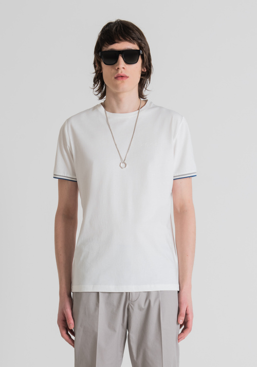 T-SHIRT SLIM FIT EN COTON AVEC IMPRIMÉ LOGO CAOUTCHOUTÉ - T-shirts et polos | Antony Morato Online Shop