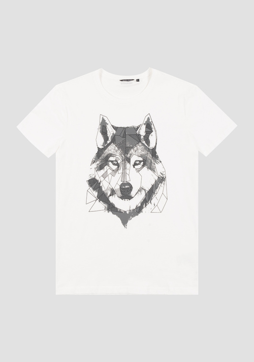 SLIM FIT T-SHIRT IN COTTON WITH WOLF PRINT | Antony Morato Online Shop