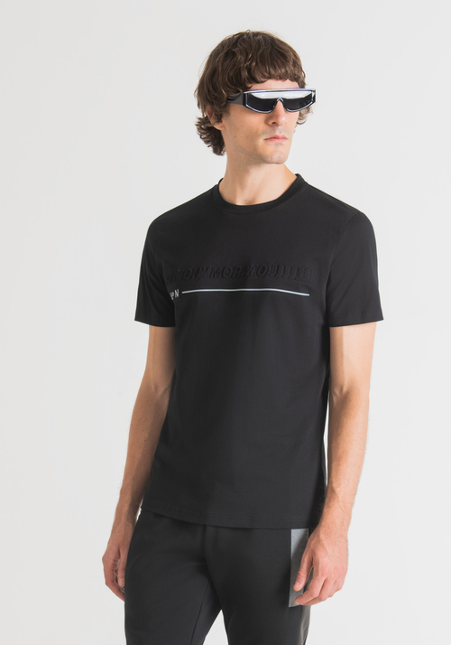 T-SHIRT SLIM FIT EN JERSEY DE COTON AVEC LOGO EN RELIEF TON SUR TON - T-shirts & Polo | Antony Morato Online Shop