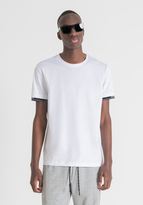 T-SHIRT SLIM EN COTON DOUX AVEC LOGO SUR LE BAS DES MANCHES - T-shirts et polos | Antony Morato Online Shop