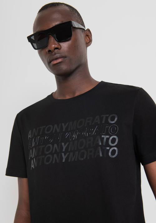 SLIM FIT T-SHIRT IN SOFT COTTON WITH PRINT - Logo Mania | Antony Morato Online Shop