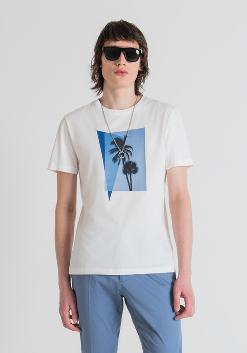 T-SHIRT SLIM FIT EN COTON DOUX AVEC IMPRIMÉ SUR LE DEVANT - T-shirts et polos | Antony Morato Online Shop