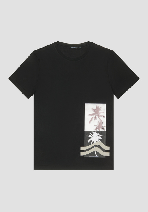 T-SHIRT SLIM EN COTON DOUX AVEC IMPRIMÉ SUR LE DEVANT ET DANS LE DOS - T-shirts et polos | Antony Morato Online Shop