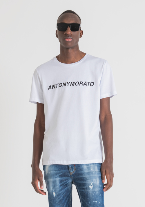 T-SHIRT SLIM FIT EN PUR COTON AVEC LOGO IMPRIMÉ - T-shirts et polos | Antony Morato Online Shop