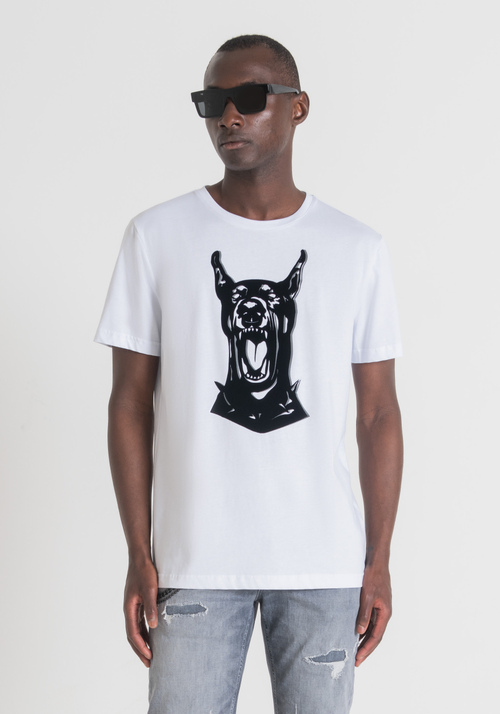 T-SHIRT SLIM FIT EN PUR COTON AVEC IMPRIMÉ DOBERMANN - T-shirts & Polo | Antony Morato Online Shop