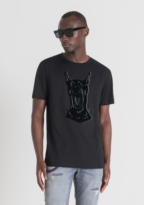 PURE COTTON SLIM FIT T-SHIRT WITH DOBERMANN PRINT - Men's T-shirts & Polo | Antony Morato Online Shop