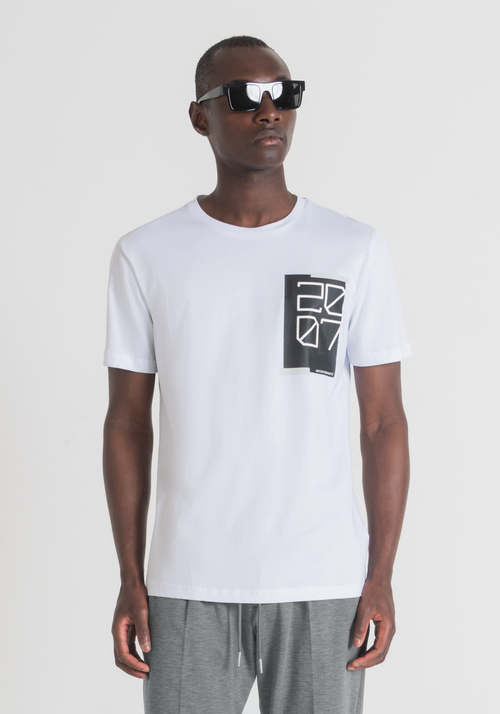 T-SHIRT SLIM FIT EN PUR COTON AVEC IMPRIMÉ CAOUTCHOUTÉ - T-shirts & Polo | Antony Morato Online Shop