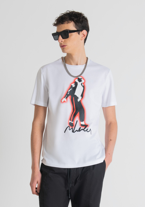 SLIM-FIT T-SHIRT IN PURE COTTON WITH MICHEAL JACKSON PRINT BY MARCO LODOLA - Men's T-shirts & Polo | Antony Morato Online Shop