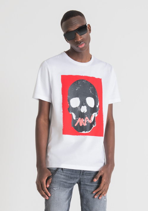 T-SHIRT SLIM FIT EN PUR COTON AVEC IMPRIMÉ TÊTE DE MORT - T-shirts et polos | Antony Morato Online Shop