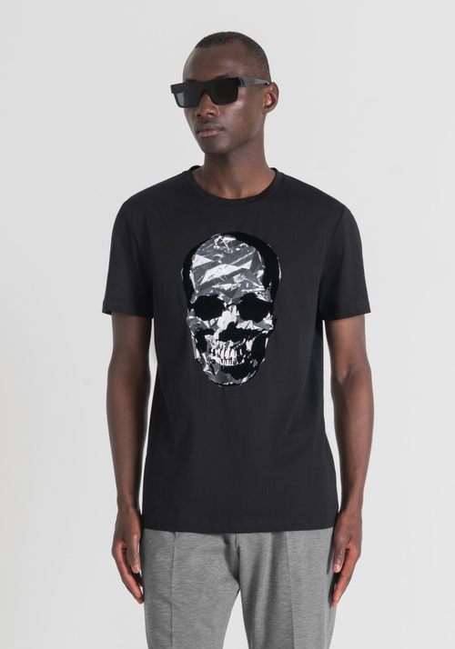 SLIM-FIT T-SHIRT IN PURE COTTON WITH SKULL PRINT - Men's T-shirts & Polo | Antony Morato Online Shop