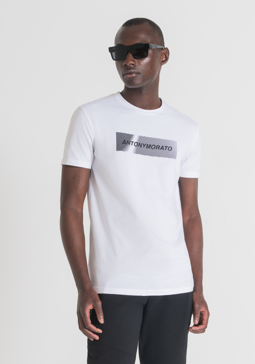 T-SHIRT SUPER SLIM FIT EN COTON ÉLASTIQUE AVEC LOGO IMPRIMÉ - T-shirts & Polo | Antony Morato Online Shop