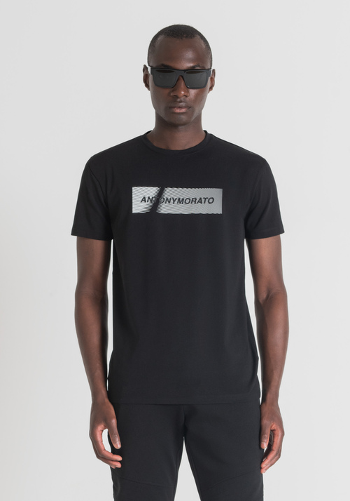 SUPER SLIM FIT T-SHIRT IN STRETCH COTTON WITH PRINTED LOGO | Antony Morato Online Shop