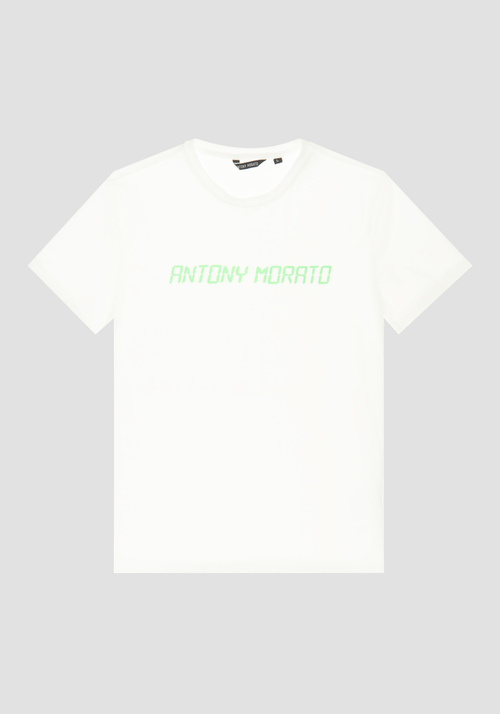 SUPER-SLIM-FIT T-SHIRT IN STRETCH COTTON WITH A RUBBER-COATED 3D PRINT - T-shirts and Polo | Antony Morato Online Shop