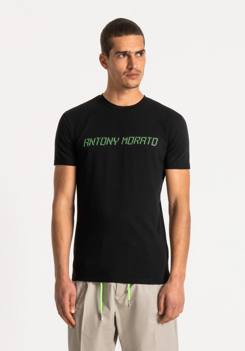 SUPER-SLIM-FIT T-SHIRT IN STRETCH COTTON WITH A RUBBER-COATED 3D PRINT - T-shirts and Polo | Antony Morato Online Shop