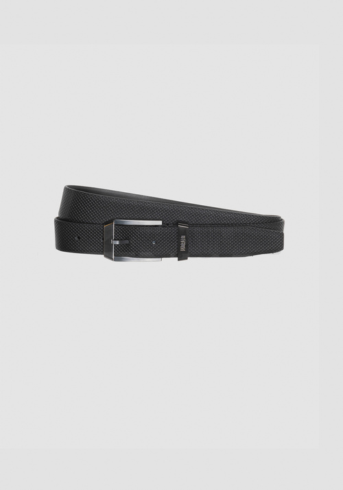 LEDERGÜRTEL MIT PLAKETTE HÖHE 35MM - Total Black Outfit | Antony Morato Online Shop