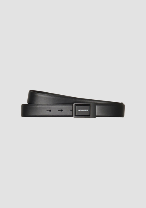 LEATHER BELT WITH LOGO PLAQUE - Men's Belts | Antony Morato Online Shop