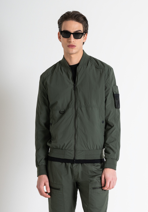 REGULAR FIT JACKET IN TASLAN NYLON WITH METAL LOGO PLAQUE - Men's Field Jackets and Coats | Antony Morato Online Shop