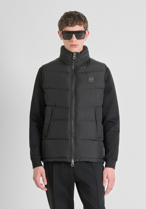 REGULAR FIT DOWN JACKET IN TECHNICAL FABRIC WITH DUPONT SORONA PADDING AND LOGO PATCH - Men's Field Jackets and Coats | Antony Morato Online Shop