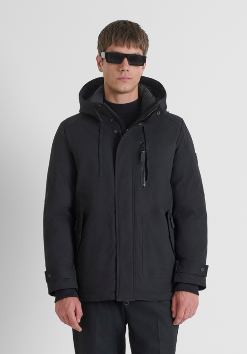 REGULAR FIT DOWN JACKET IN WATERPROOF TECHNICAL FABRIC WITH DUPONT SORONA ECO-FILLING - Total Black Outfit | Antony Morato Online Shop