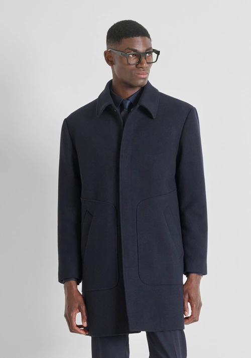 WESLEY REGULAR FIT COAT IN WOOL/CASHMERE BLEND WITH COLLAR - Men's Field Jackets and Coats | Antony Morato Online Shop