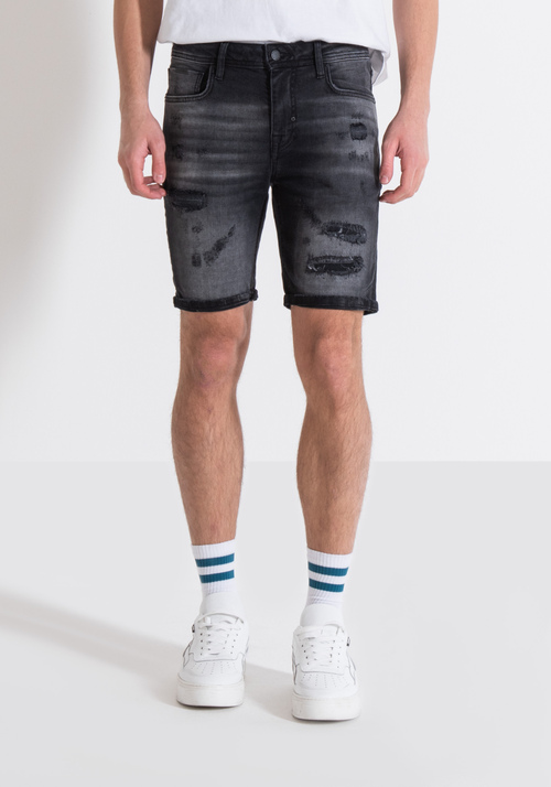 OZZY SKINNY FIT BLACK STRETCH DENIM SHORTS - Jeans | Antony Morato Online Shop