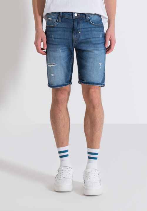 OZZY SKINNY FIT BLUE STRETCH DENIM SHORTS - Men's Jeans | Antony Morato Online Shop